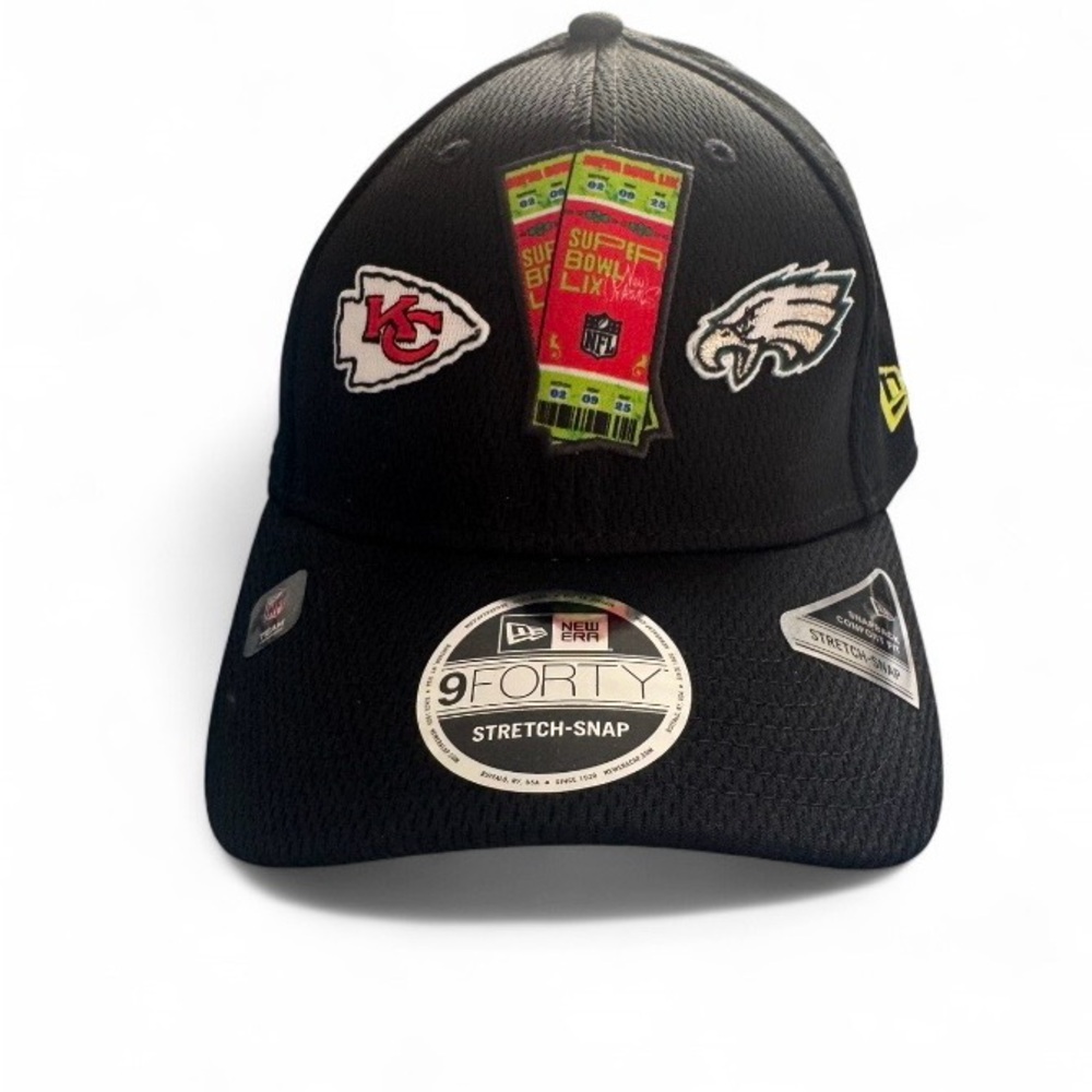 NWT Super Bowl LIX NFL Chiefs vs Eagles New Era 9FORTY Stretch-Snap Hat $51 MSRP